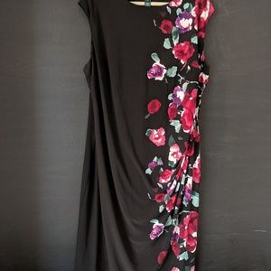 Ralph Lauren black & pink flowers jersey dress 22w